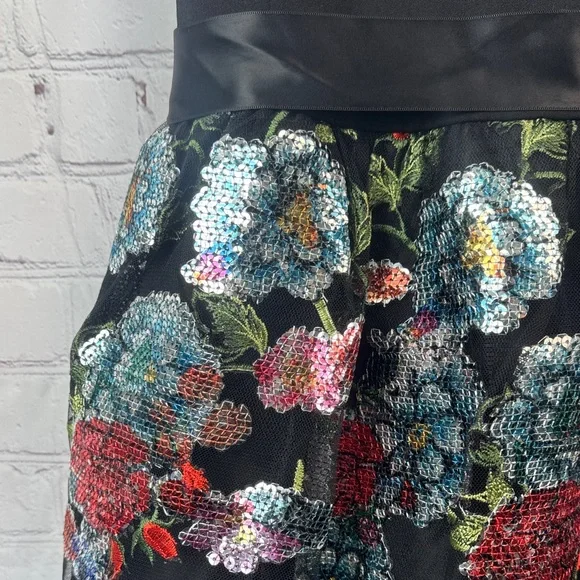 Teeze Me Black Floral Sequin Mini Dress Juniors Size 13/14 - Picture 6 of 8